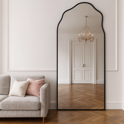 Półowalne lustro o organicznym kształcie w ramie - AURO W RAMIE 1